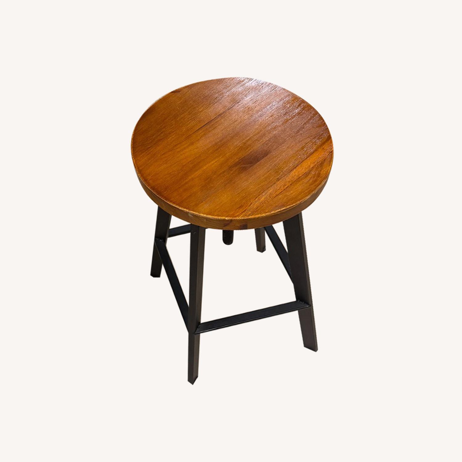 Wood Top Bar Stools Set Adjustable - image-0