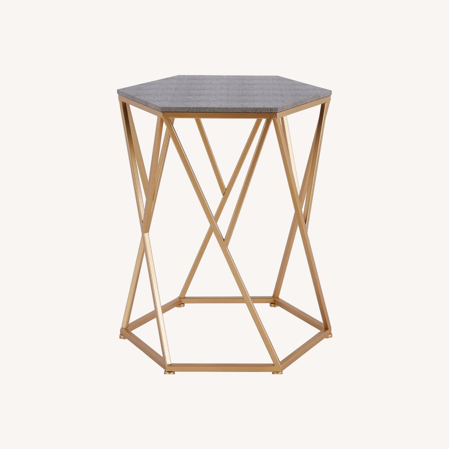 Wayfair Dodgeville Gray and Gold Shagreen End Table - image-0