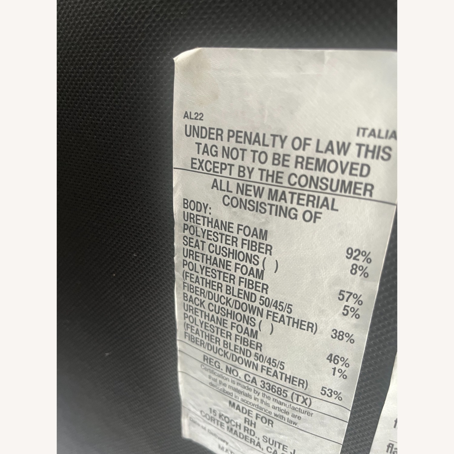 Restoration Hardware Italia Sofa Metal Bronze Base - image-7