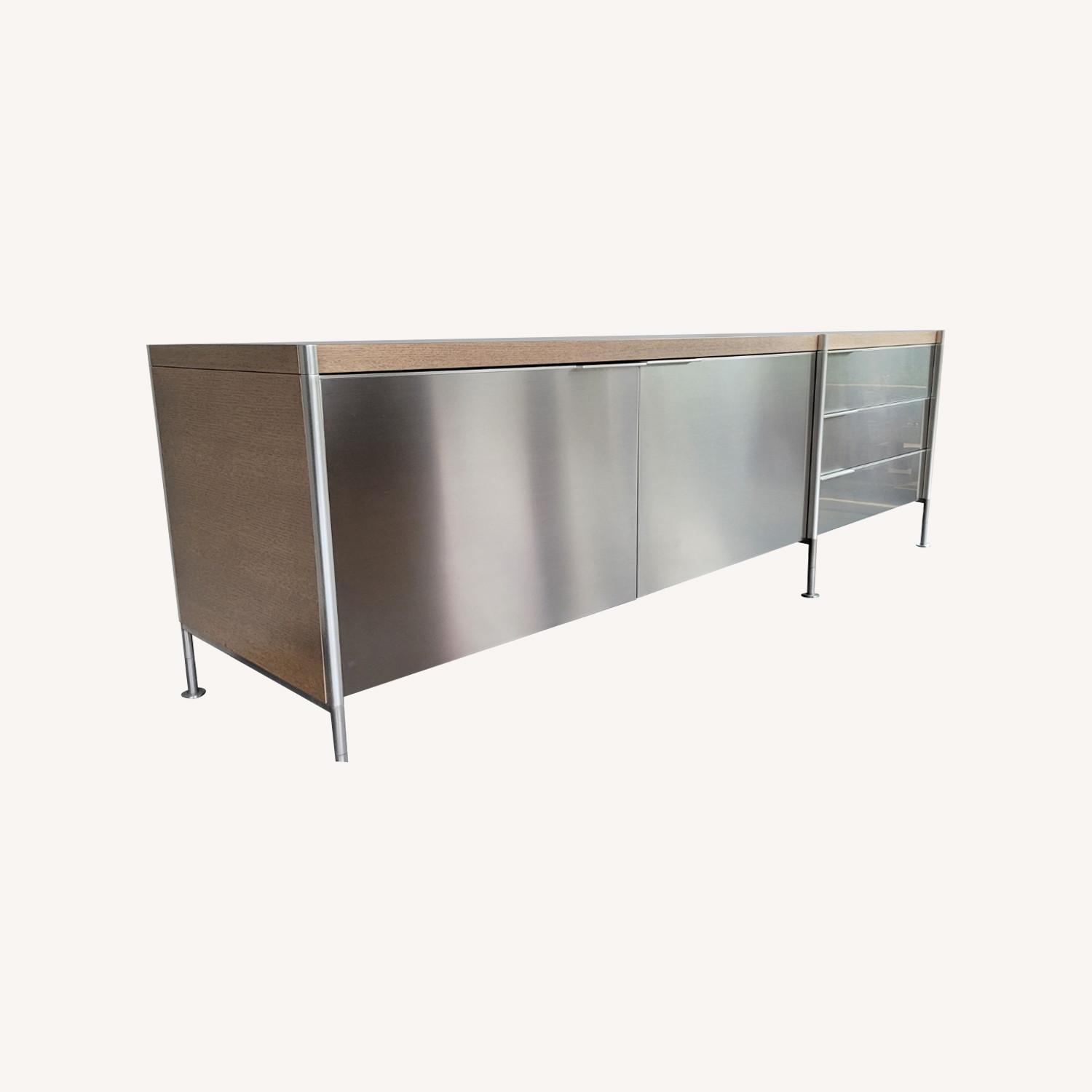Stainless Steel and Wood Sideboard - image-0