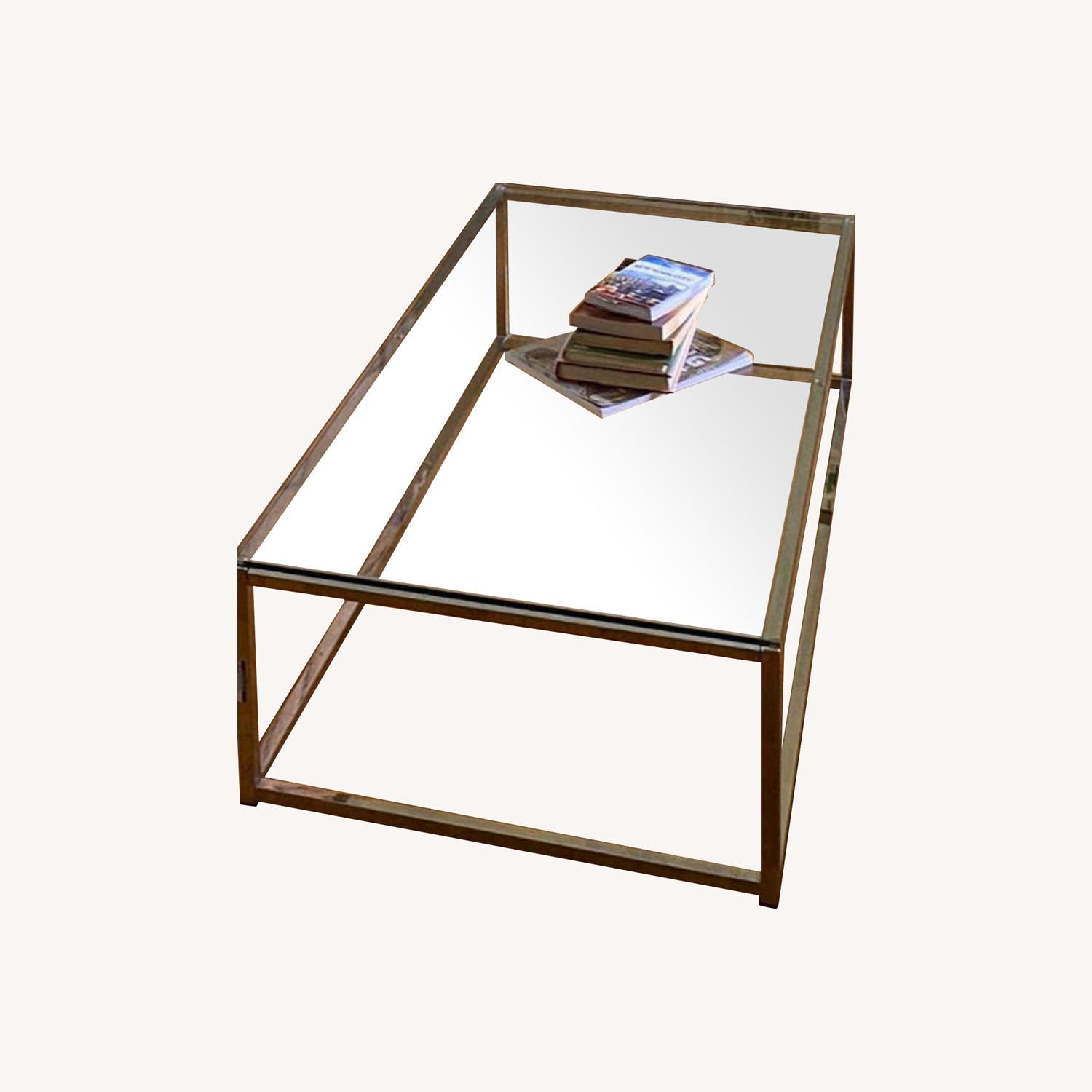Glass & Metal Rectangular Coffee Table - AptDeco