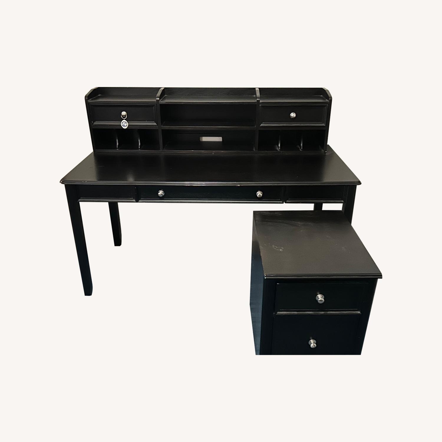 Ashley Furniture Carlyle Black Desk Hutch and Filing Cabinet - image-0