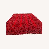 Vintage Hand Knotted Afghan Area Rug 9 x 7 Ft