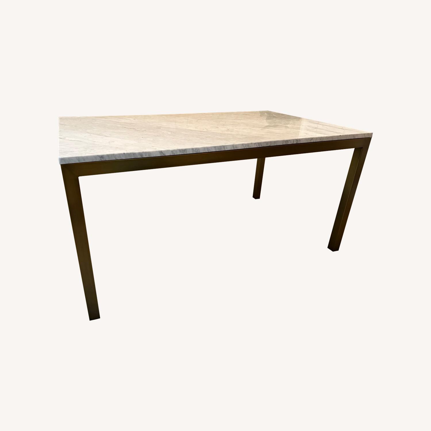 Crate & Barrel Parsons White Marble Dining Table - image-6