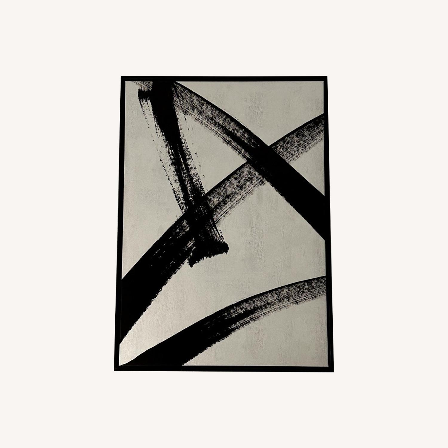 West Elm Abstract Ink Brush Framed Wall Art - image-0