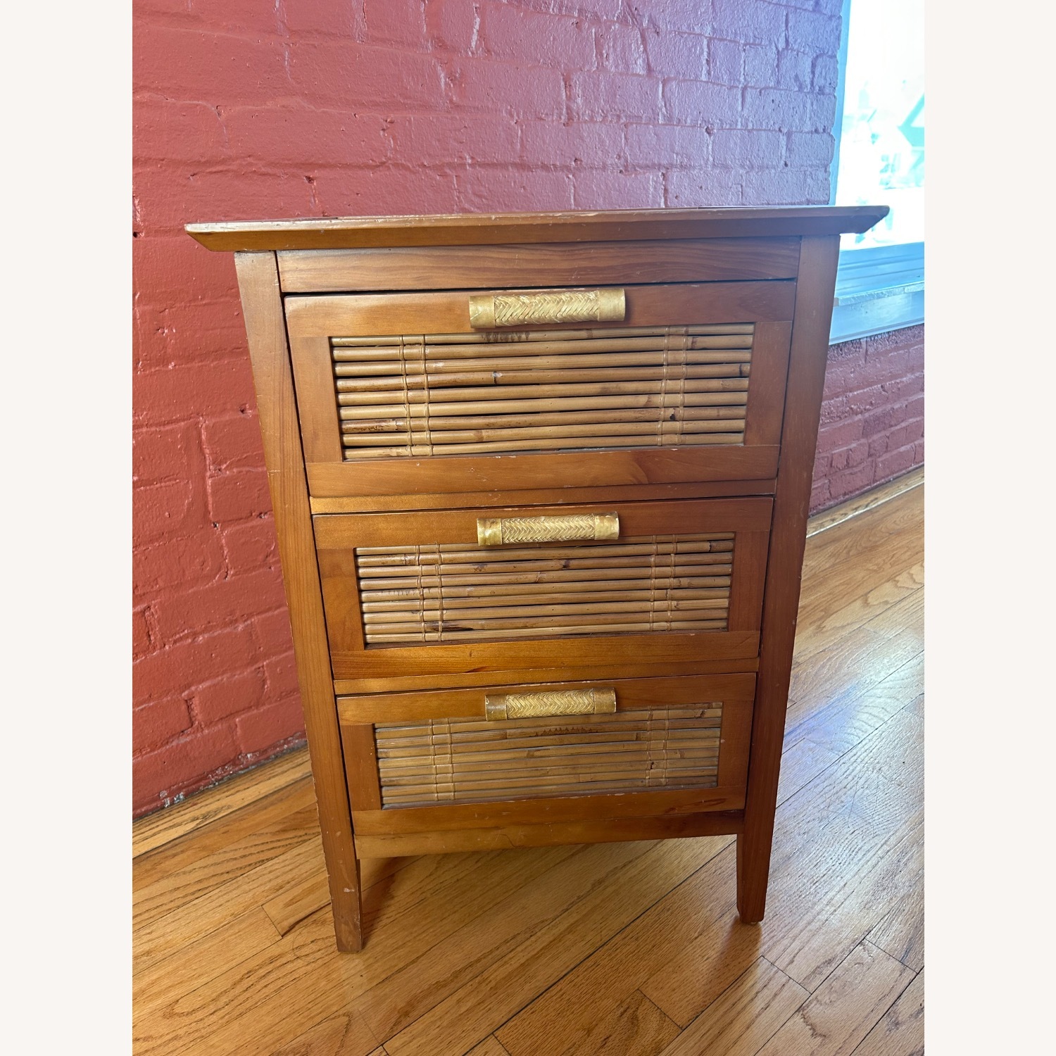 Pier 1 Imports Bamboo Wood Nightstand Drawers - image-1