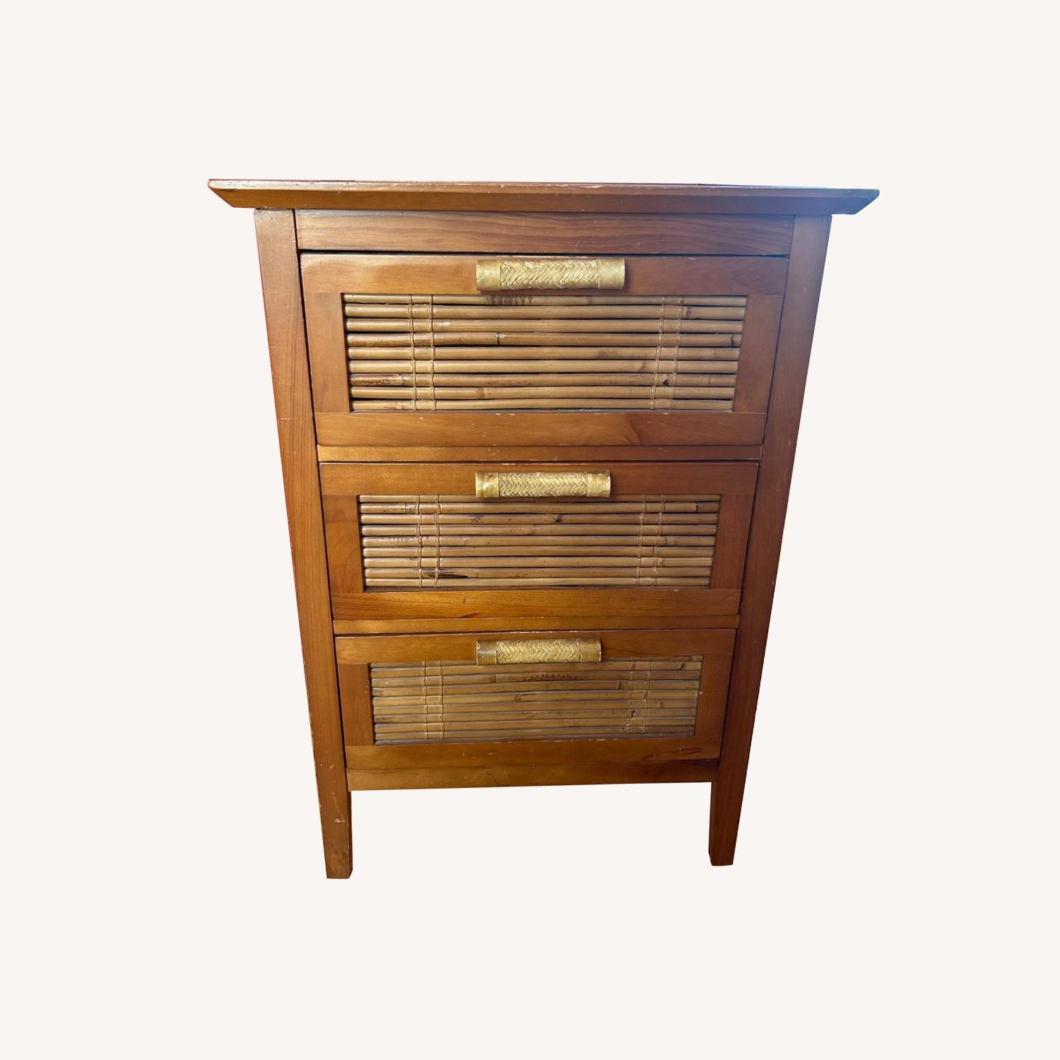 Pier 1 Imports Bamboo Wood Nightstand Drawers - image-0