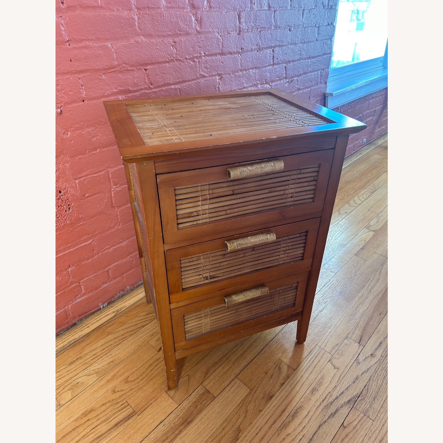 Pier 1 Imports Bamboo Wood Nightstand Drawers - image-10