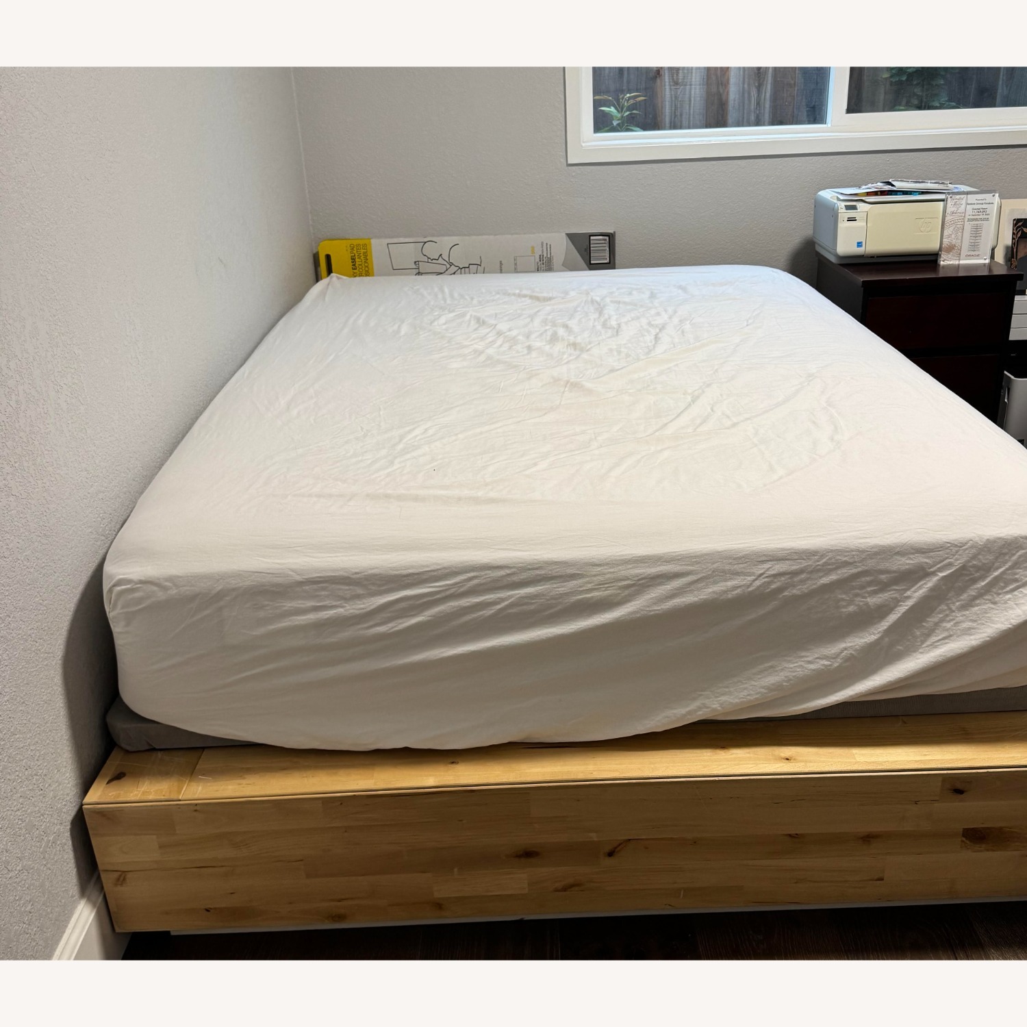 IKEA Mandal Natural Wood Full Bed with 4 White Storage Drawers - image-2