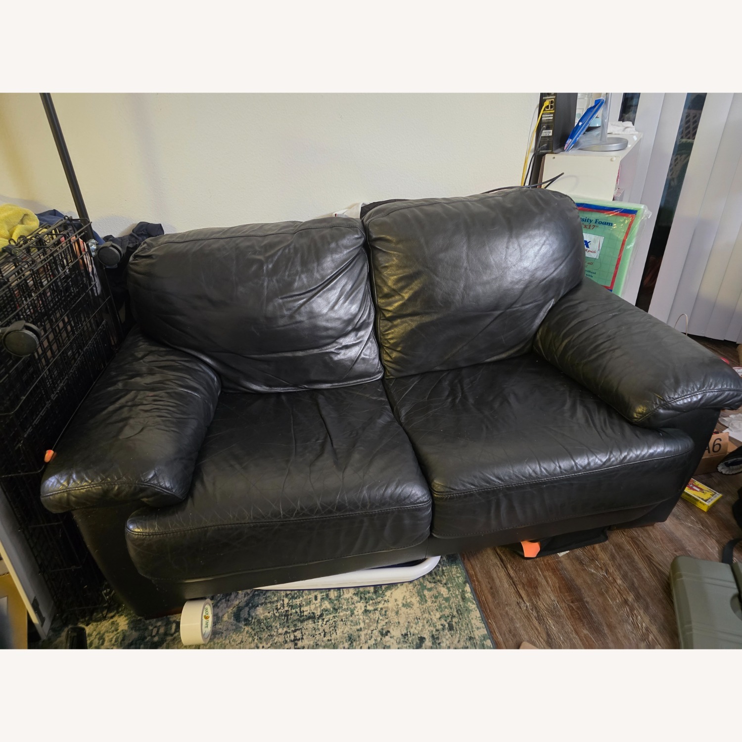 Black Leather Loveseat - image-6