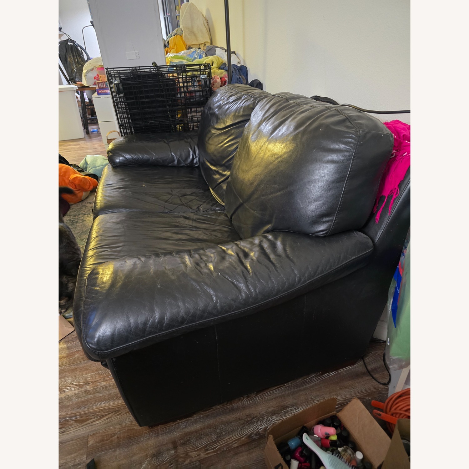 Black Leather Loveseat - image-7