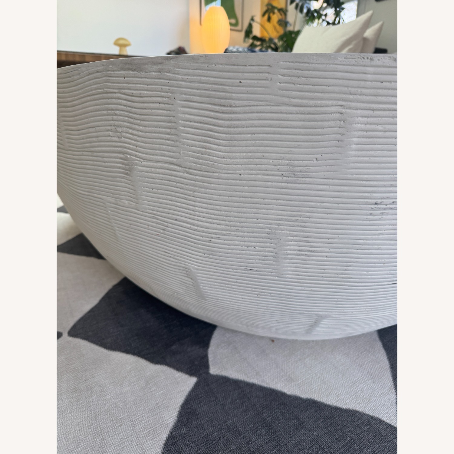 Crate & Barrel Beton White Concrete 52" Oval Coffee Table - image-4