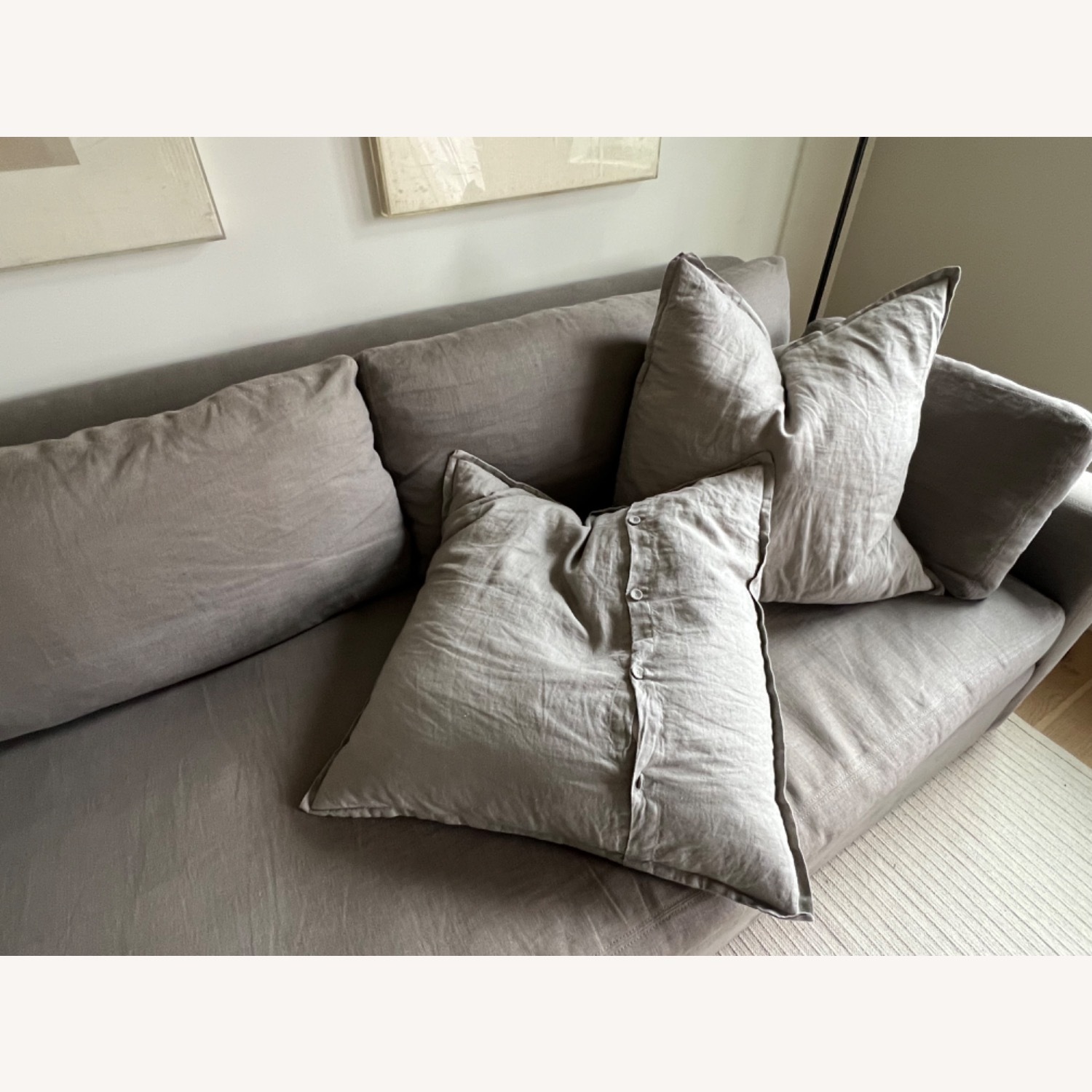 HD Buttercup Tiburon Linen and Down Sofa - AptDeco