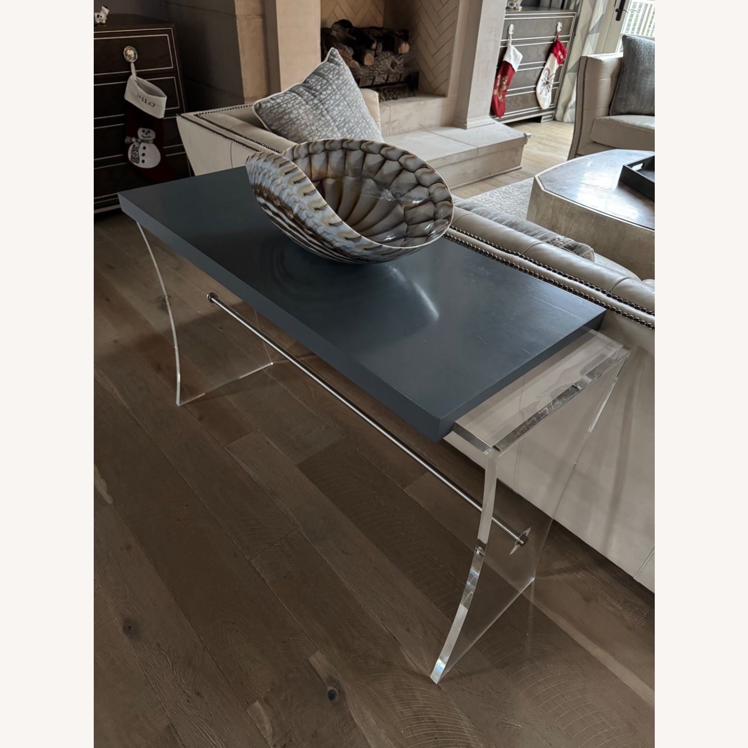 Upscale Console Table in Light Blue/Grey - image-5