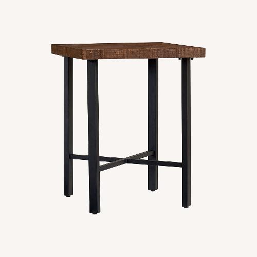 Used Pottery Barn Griffin Square Reclaimed Wood Bar Height Table for sale on AptDeco