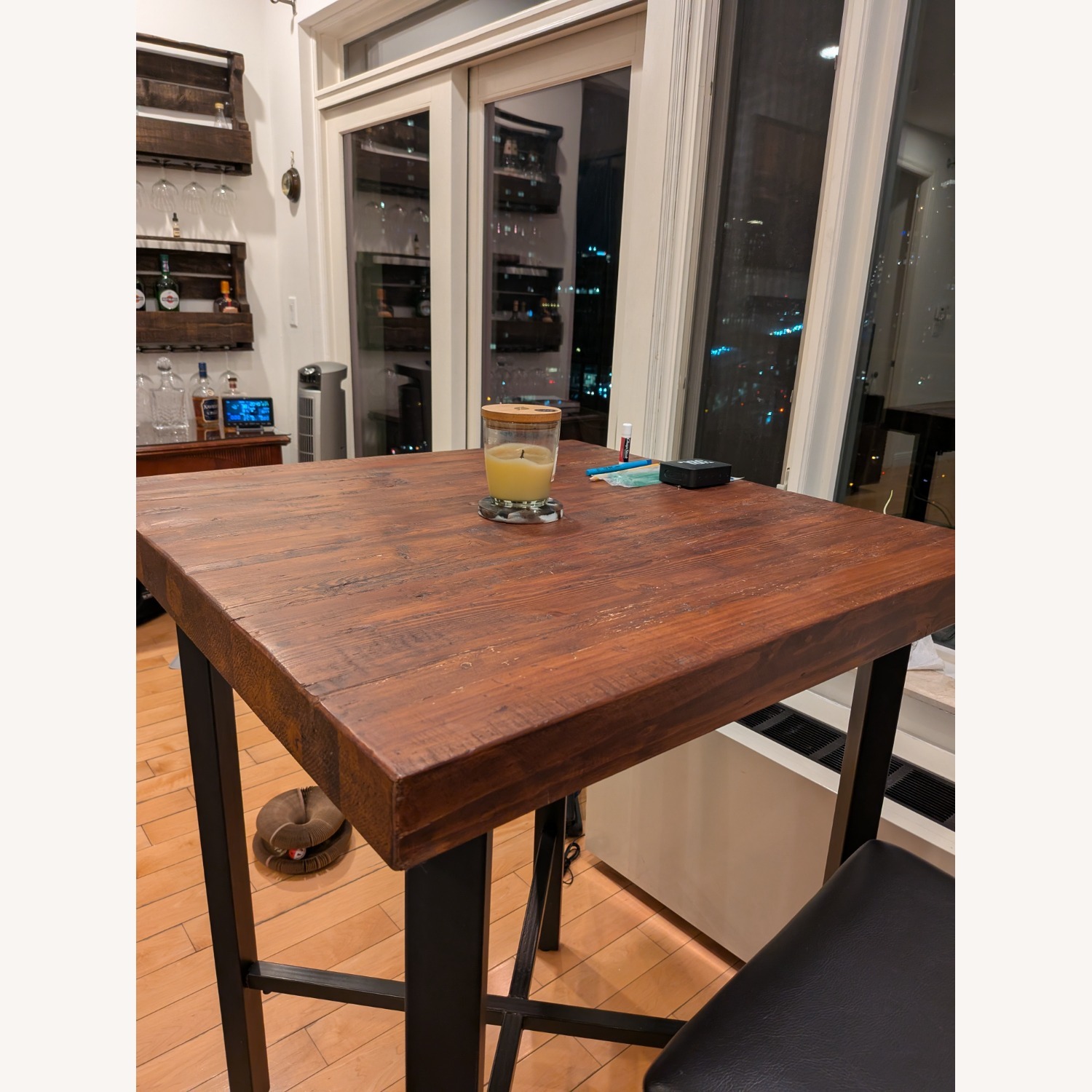 Pottery Barn Griffin Square Reclaimed Wood Bar Height Table - image-3