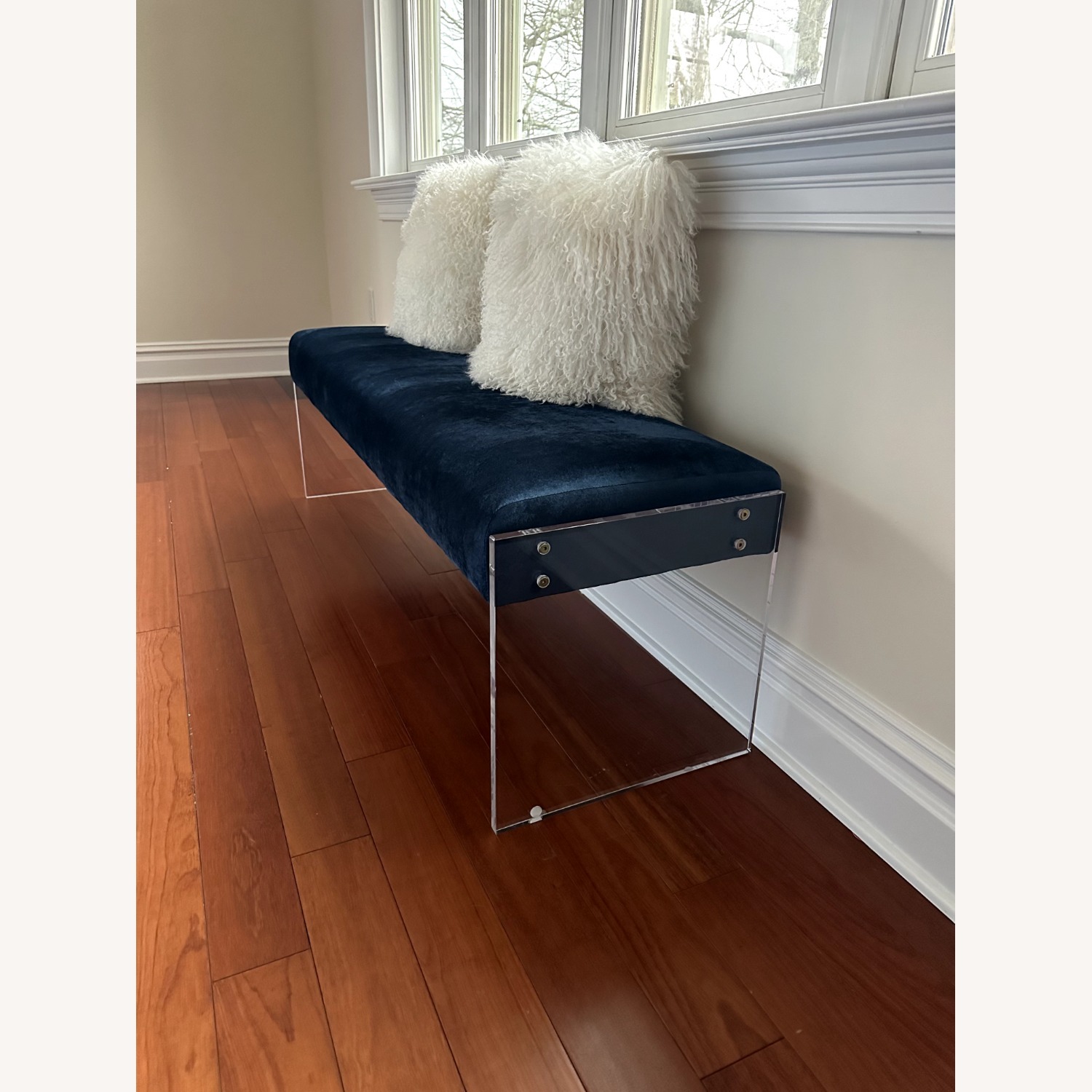 TOV Blue Velvet & Acrylic Bench - image-3