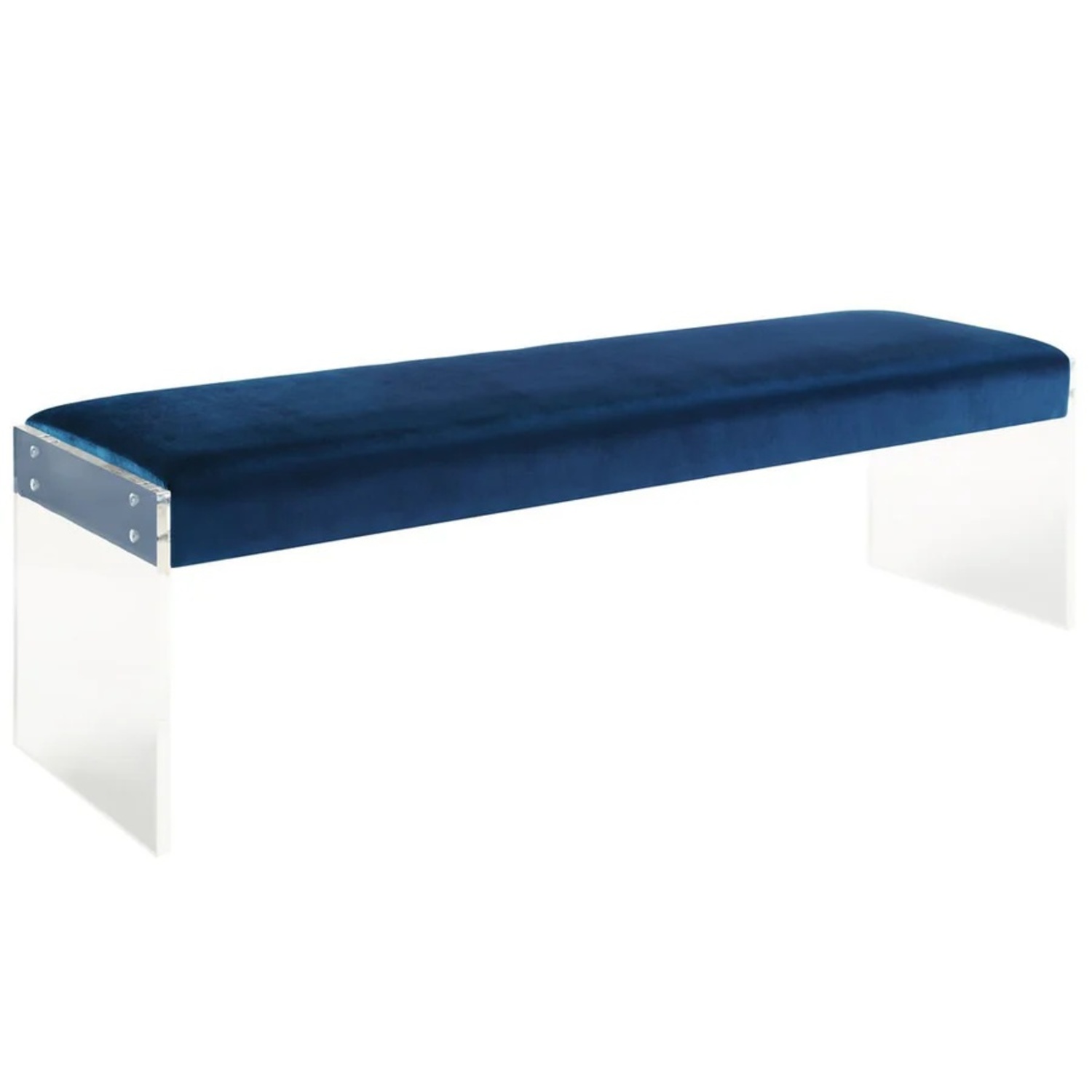 TOV Blue Velvet & Acrylic Bench - image-4