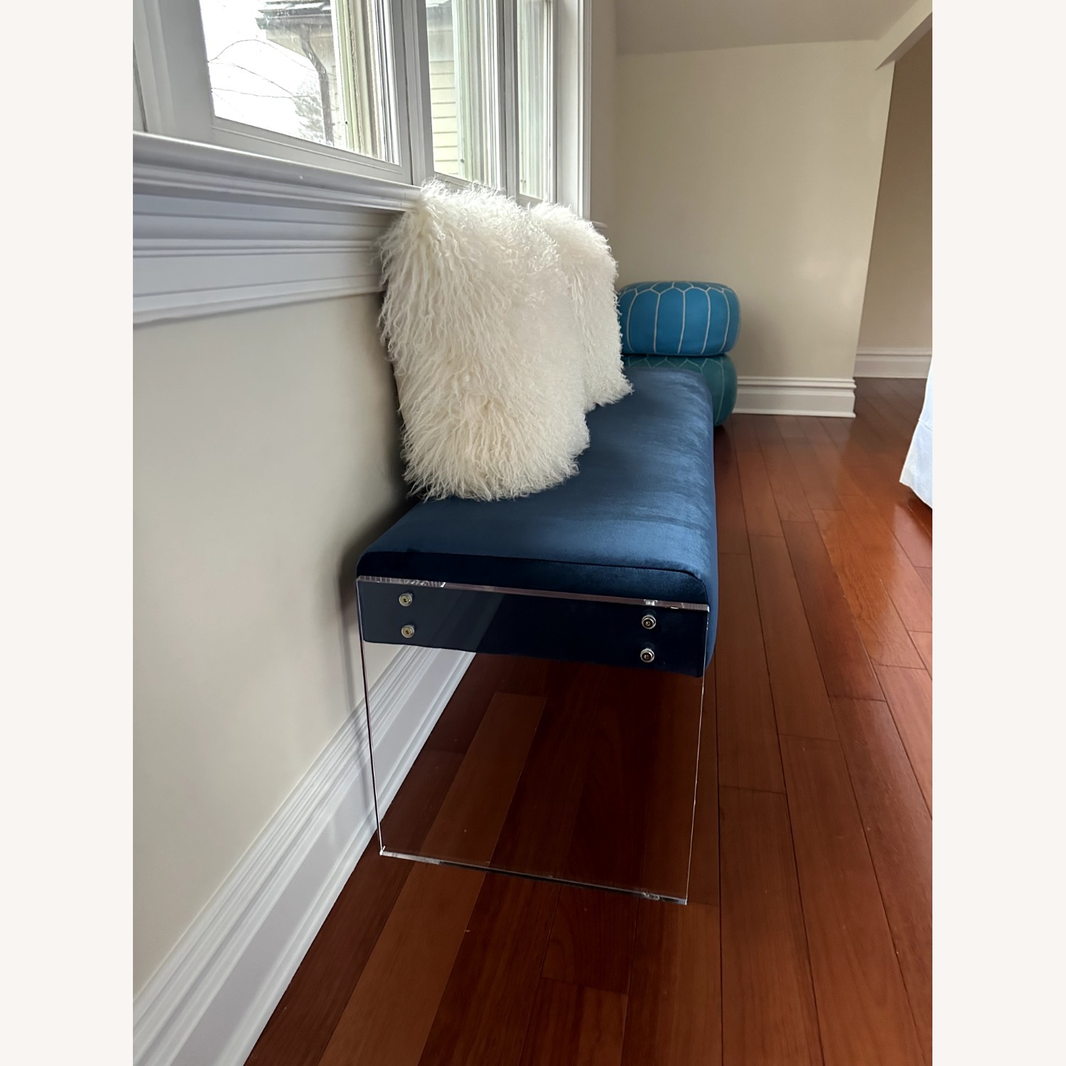TOV Blue Velvet & Acrylic Bench - image-2