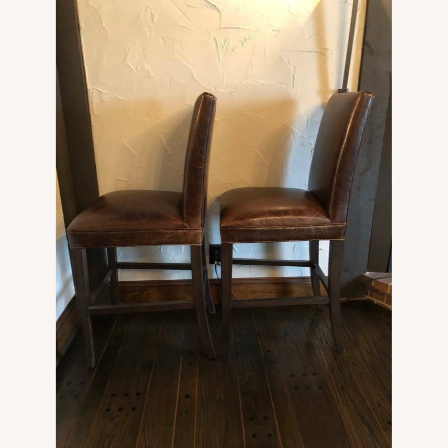 2 Restoration Hardware Hudson Parsons Italian Leather Stools - image-4