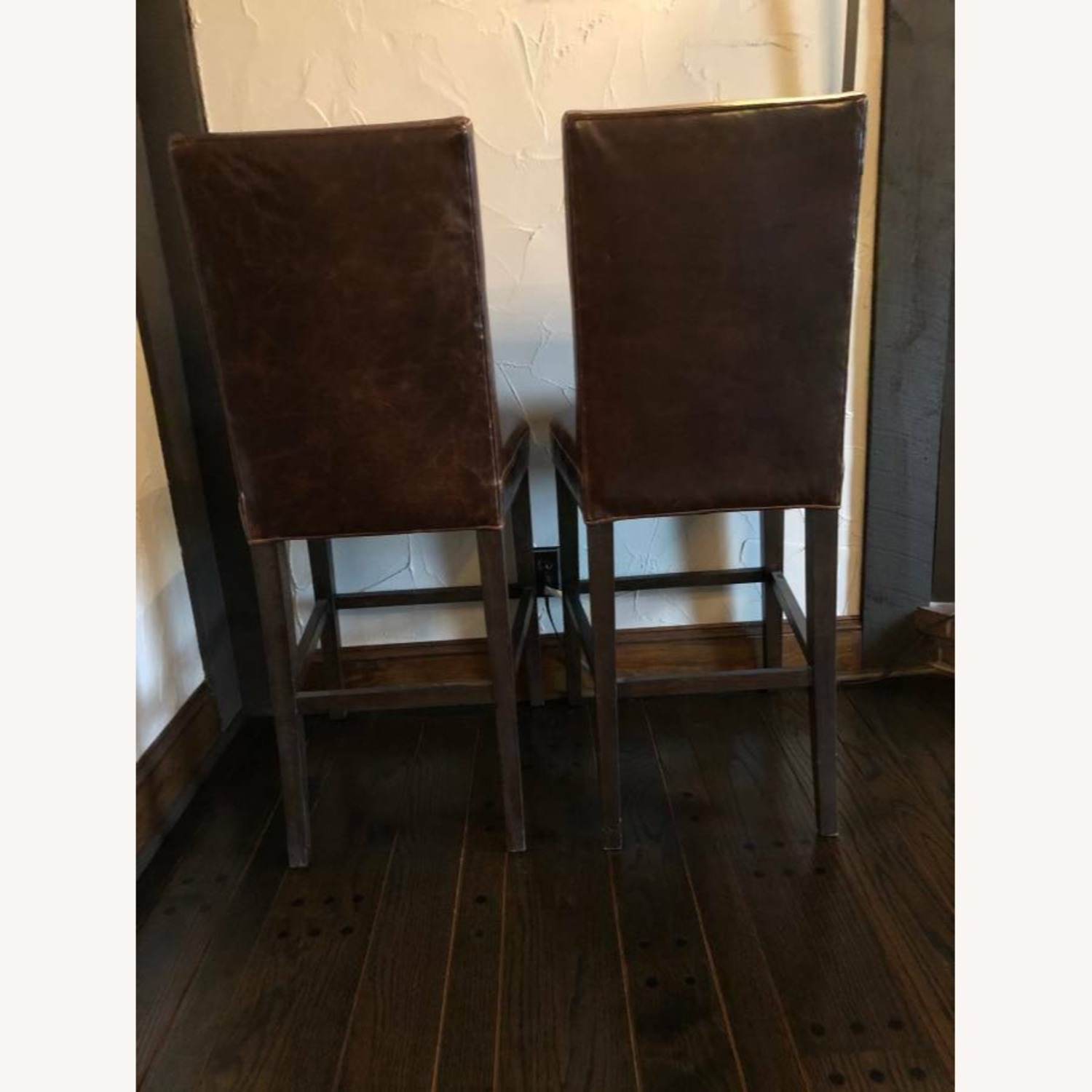 2 Restoration Hardware Hudson Parsons Italian Leather Stools - image-2