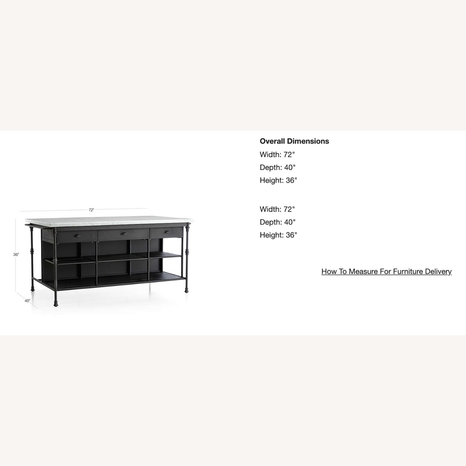 Crate & Barrel French Marble Kitchen Island - image-5