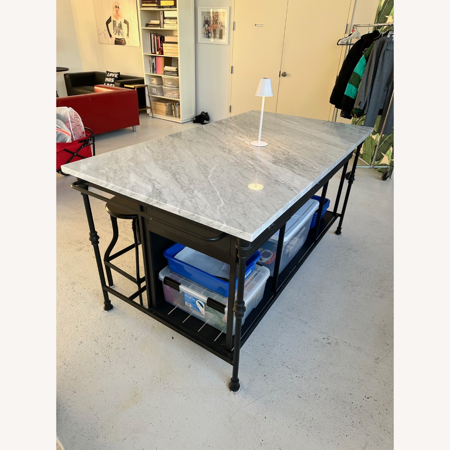Crate & Barrel French Marble Kitchen Island - image-3