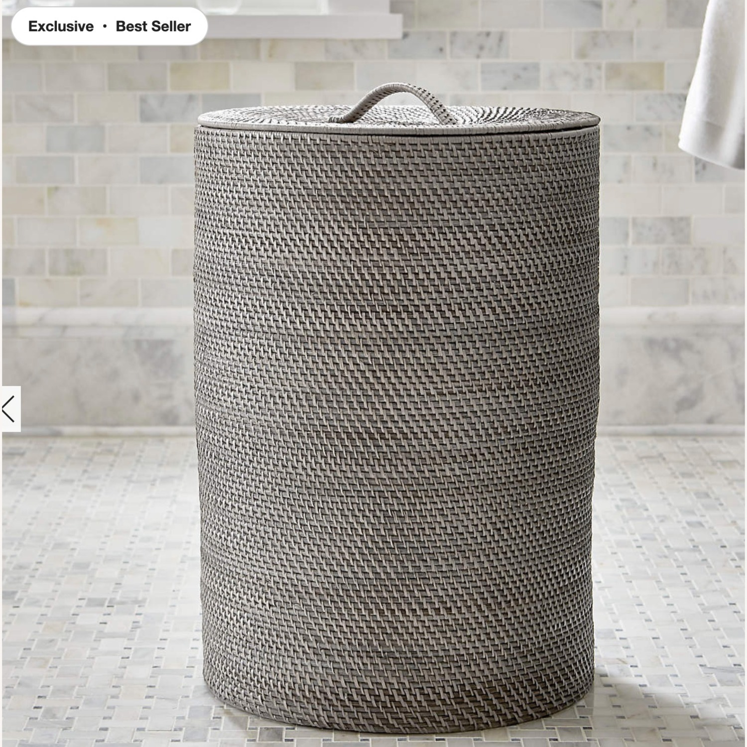 Crate & Barrel Sedona Grey Laundry Hamper - image-2