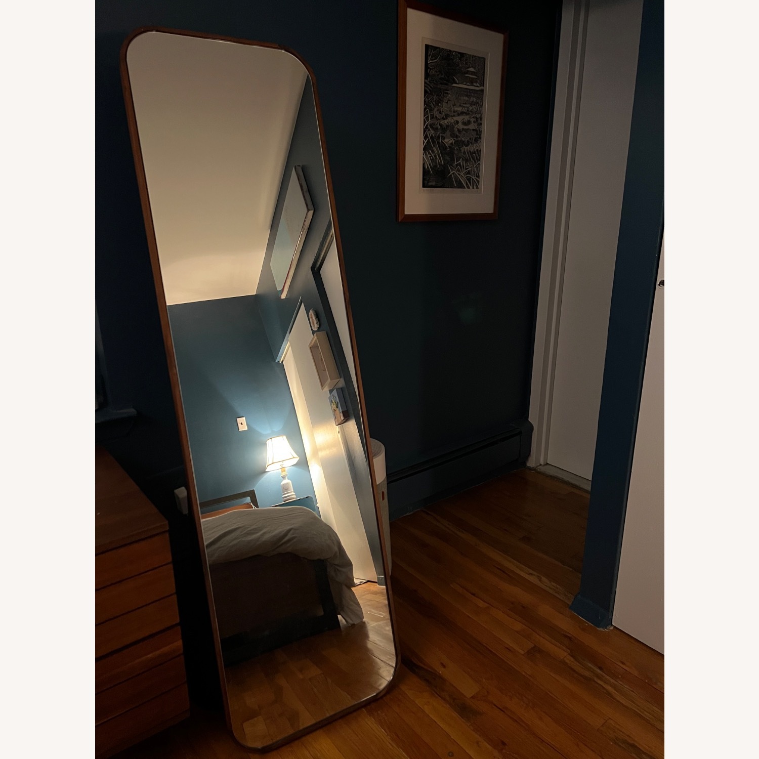 Crate & Barrel Edge Walnut Floor Mirror - AptDeco