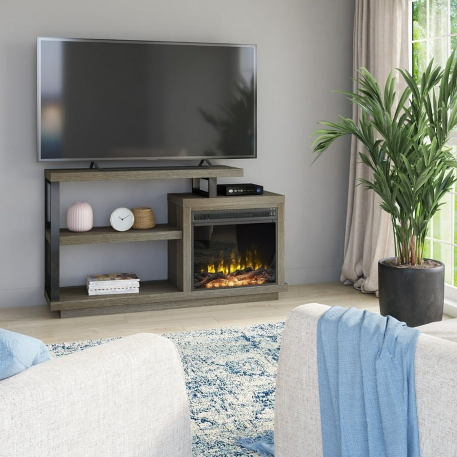 Twin Star Modern Fireplace TV Stand - image-1