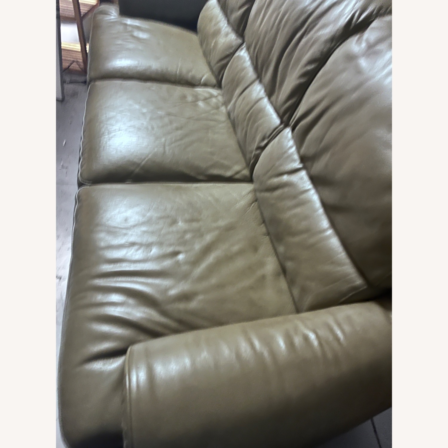 Comfortable Green Leather Sofa - image-1