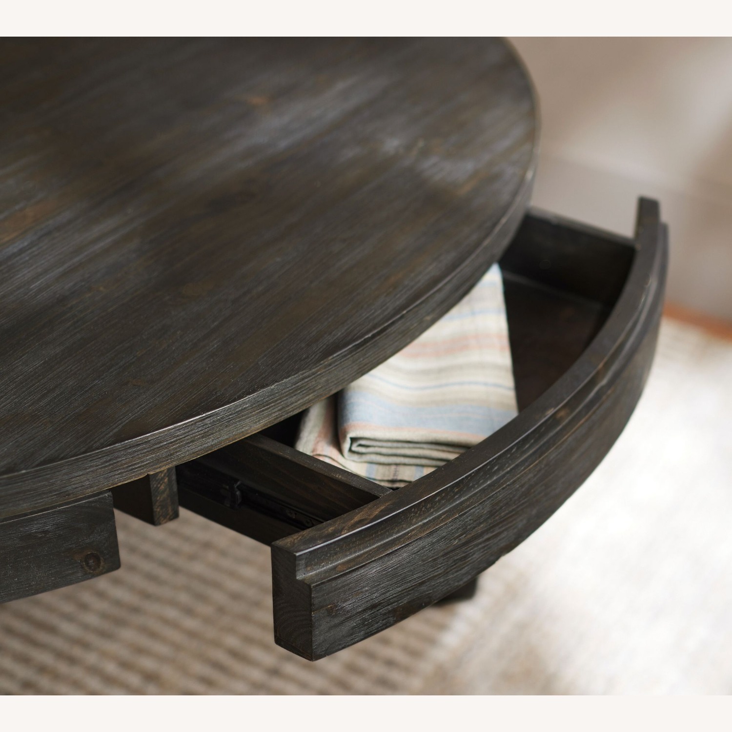 Pottery Barn Folsom Round Storage Extending Dining Table - image-1