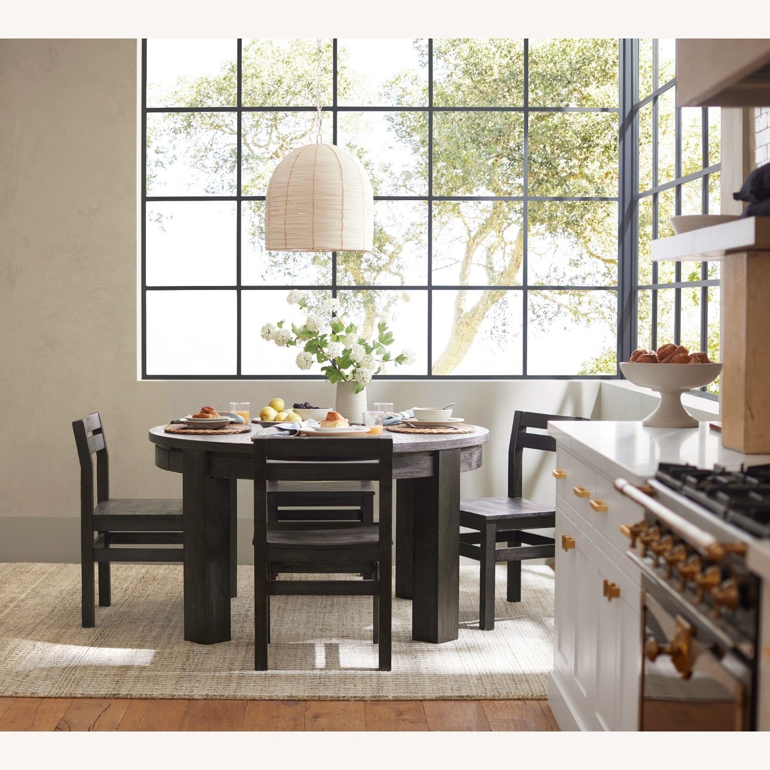 Pottery Barn Folsom Round Storage Extending Dining Table - image-3