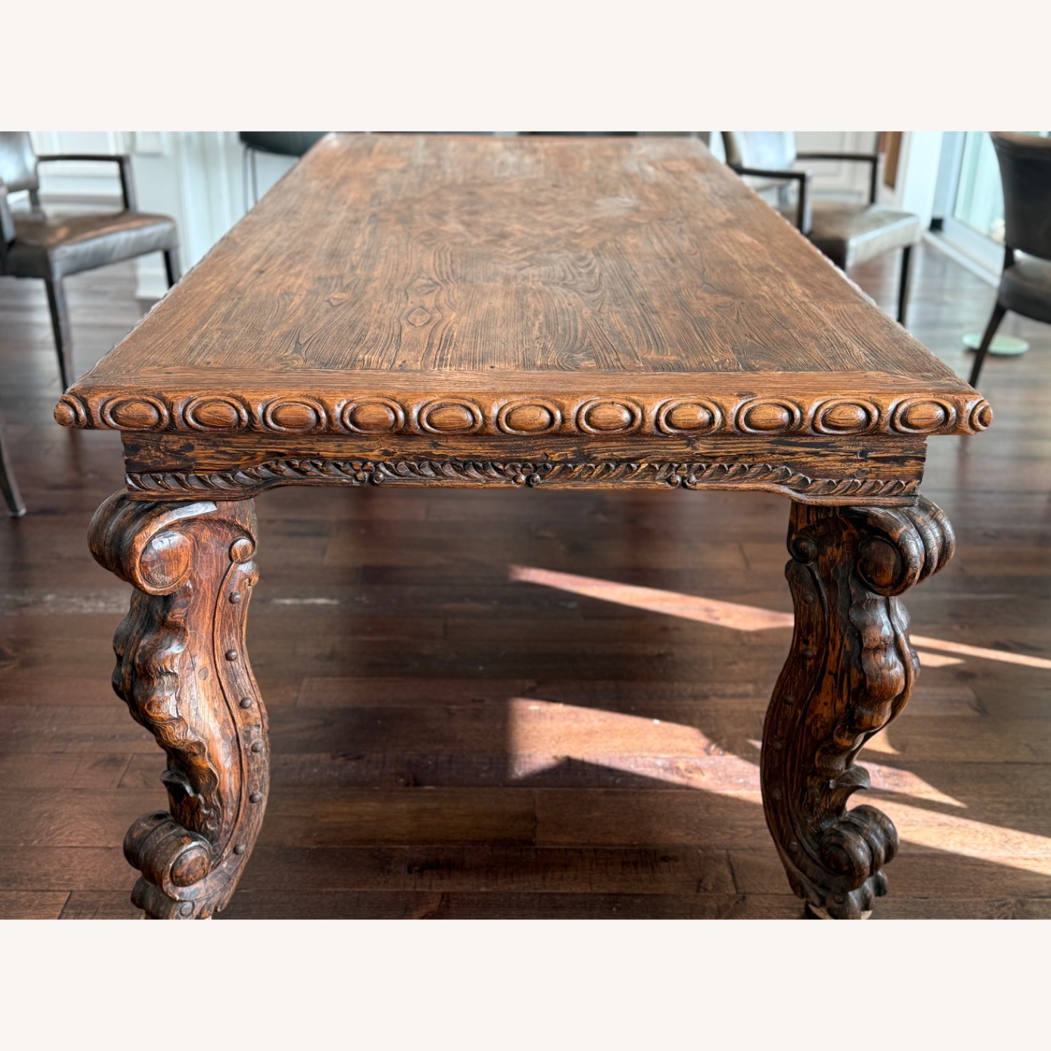Teak Handcrafted Rectangular Dining Room Table  - image-2