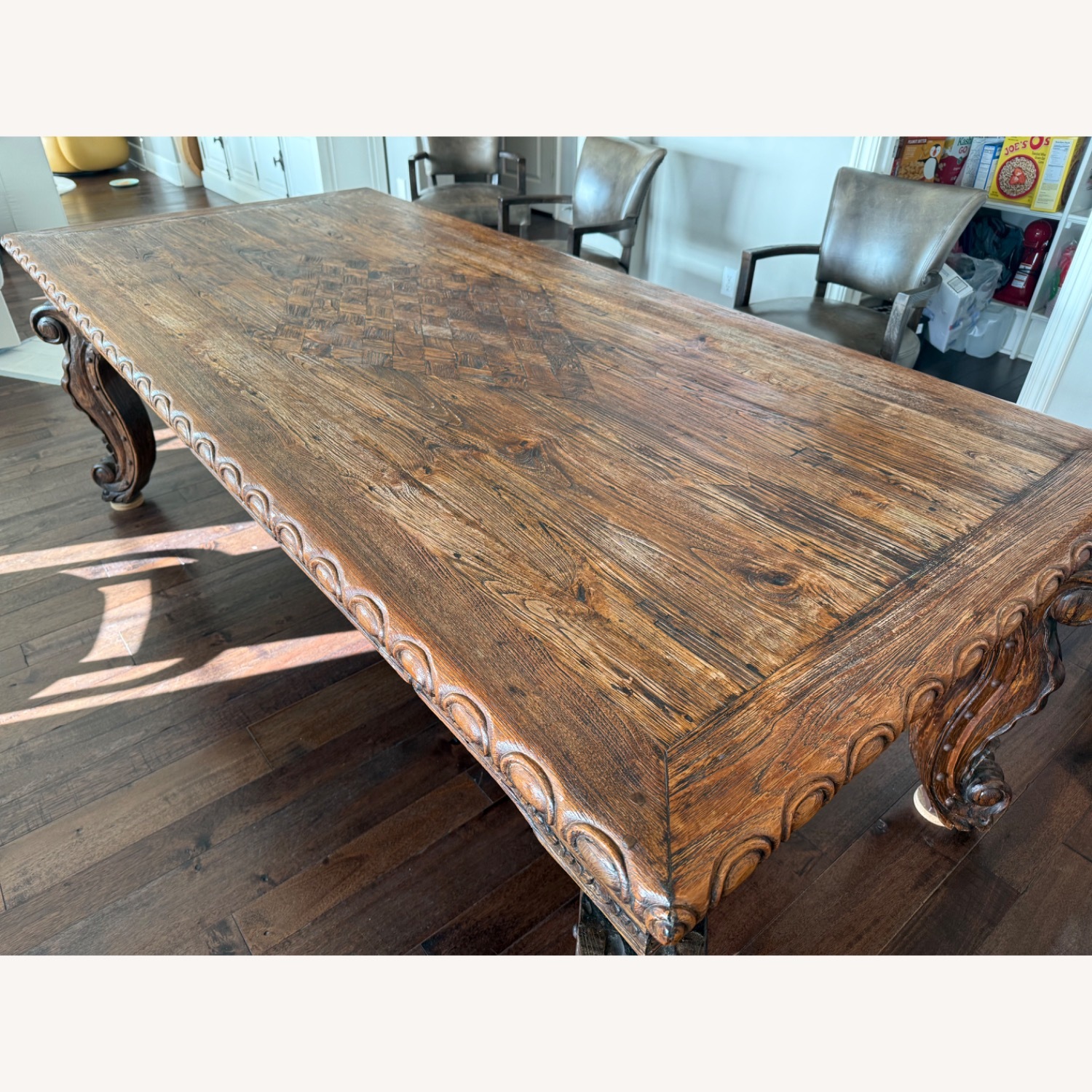 Teak Handcrafted Rectangular Dining Room Table  - image-5