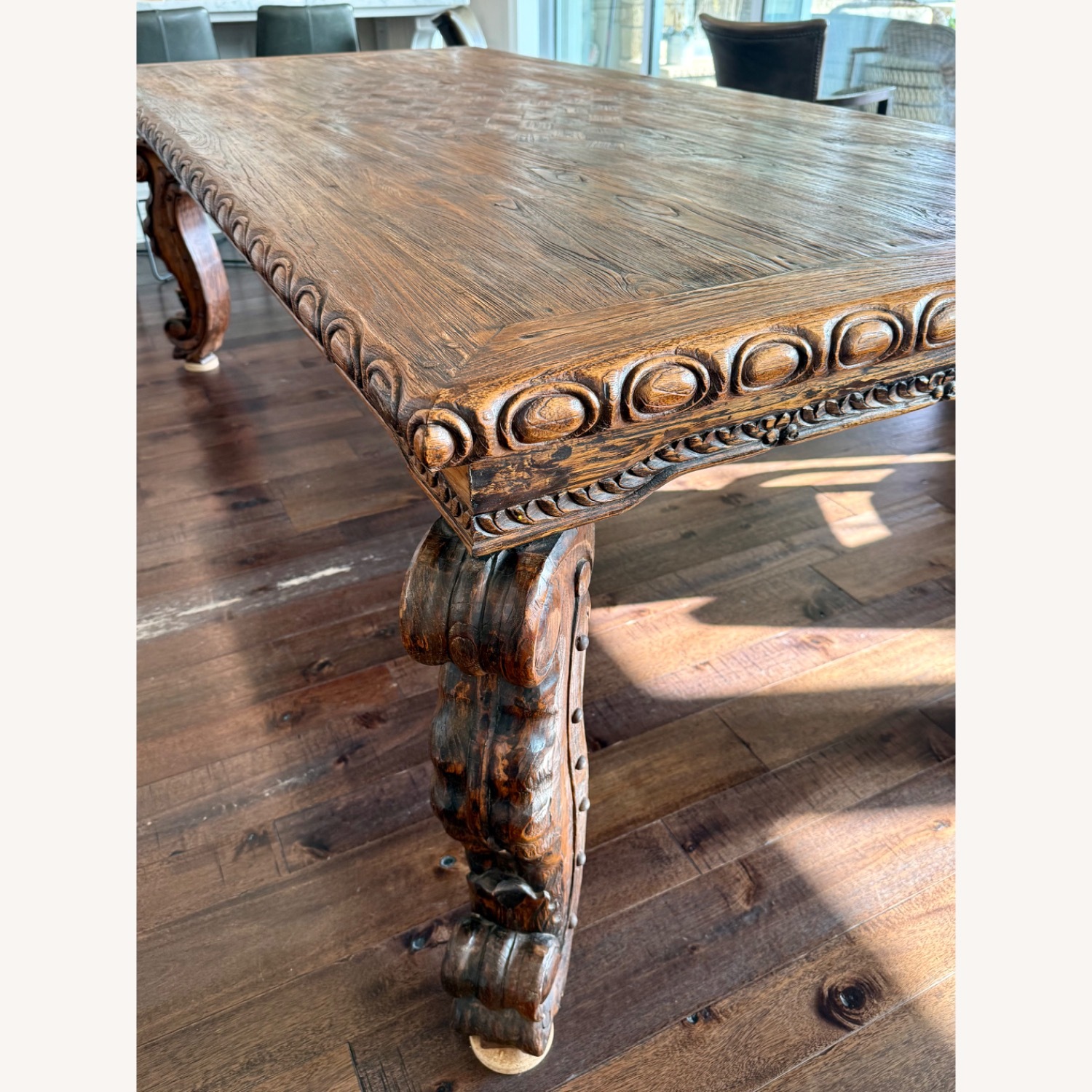 Teak Handcrafted Rectangular Dining Room Table  - image-3