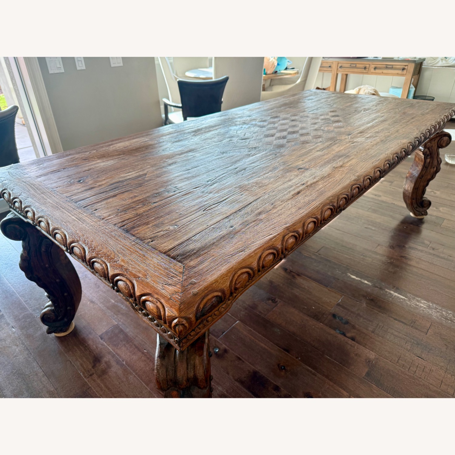 Teak Handcrafted Rectangular Dining Room Table  - image-4