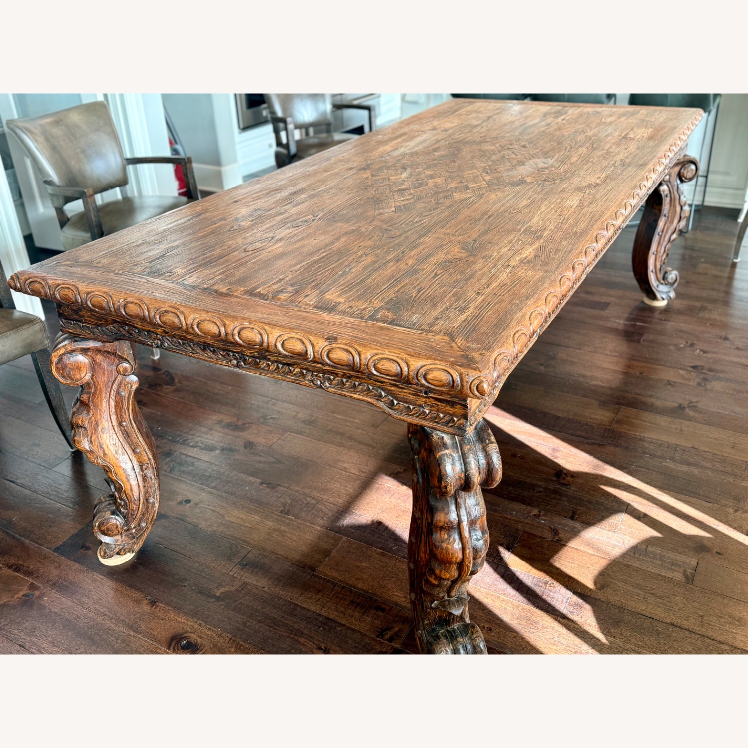 Teak Handcrafted Rectangular Dining Room Table  - image-1