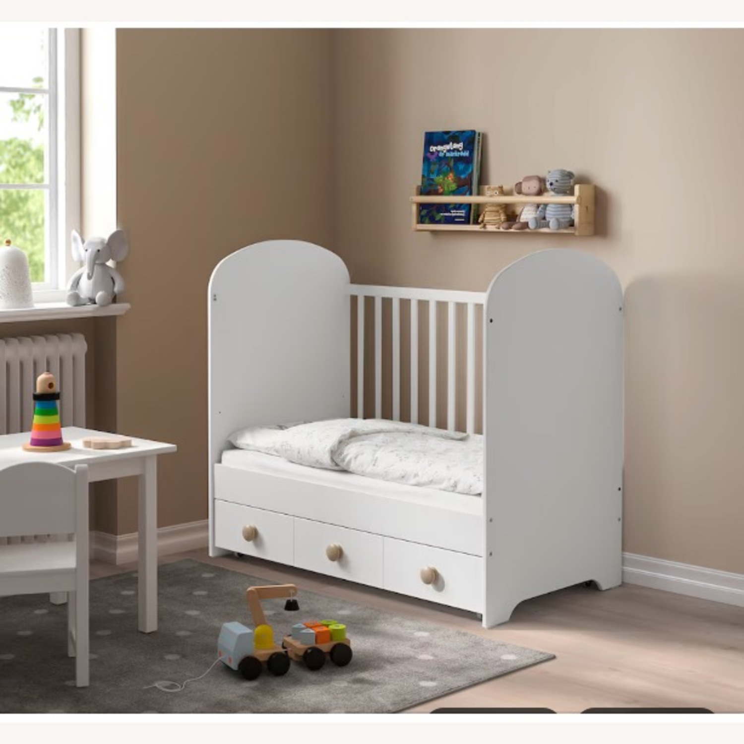 IKEA Convertable Gonatt Crib with Drawers - image-1