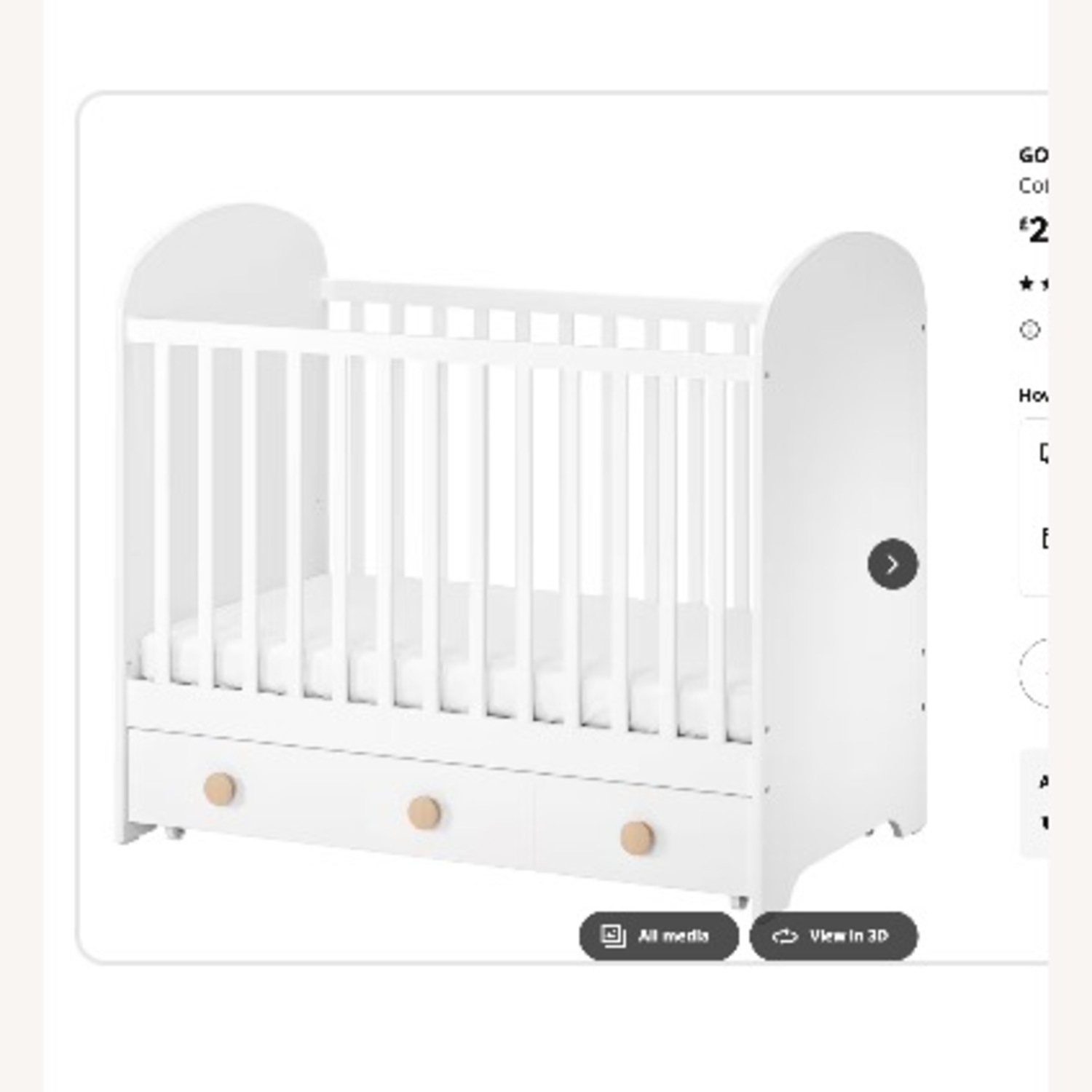 IKEA Convertable Gonatt Crib with Drawers - image-2