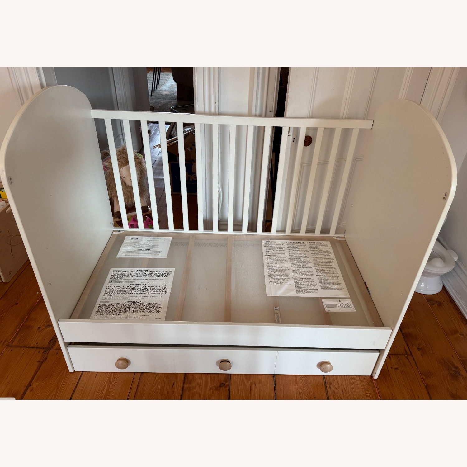 IKEA Convertable Gonatt Crib with Drawers - AptDeco