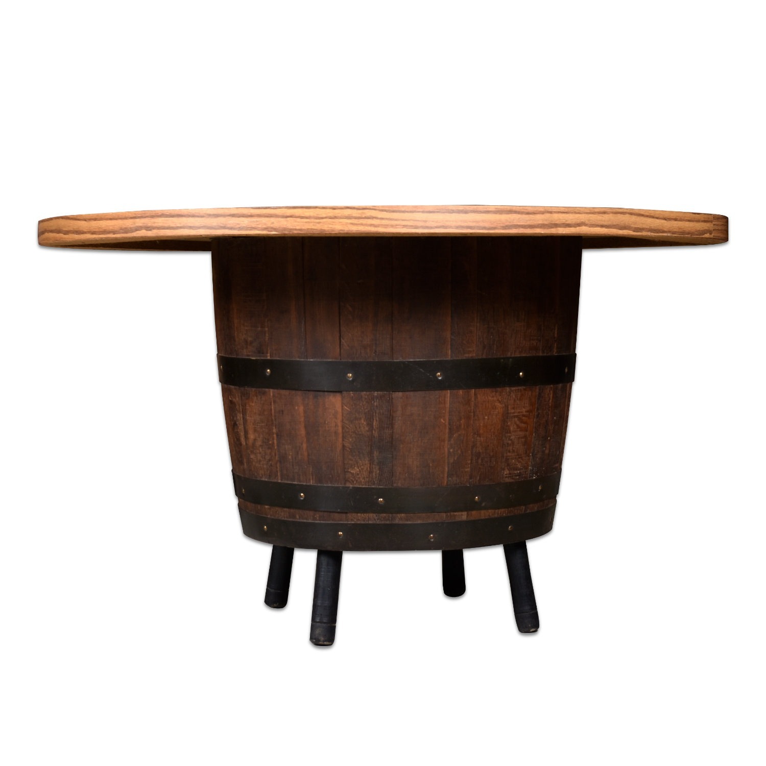 Vintage Whiskey Barrel Round Dining or Poker Table - image-4