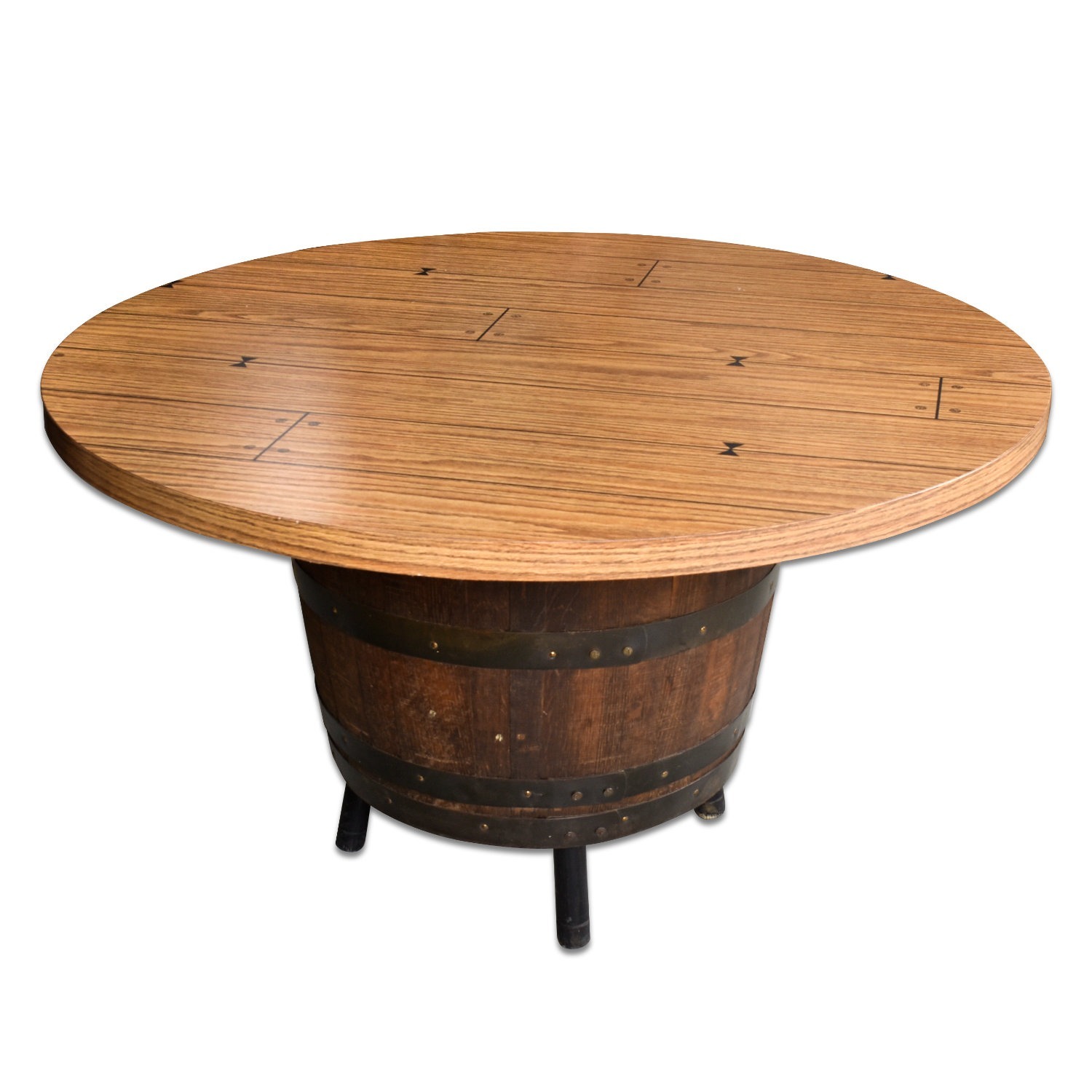 Vintage Whiskey Barrel Round Dining or Poker Table - image-1