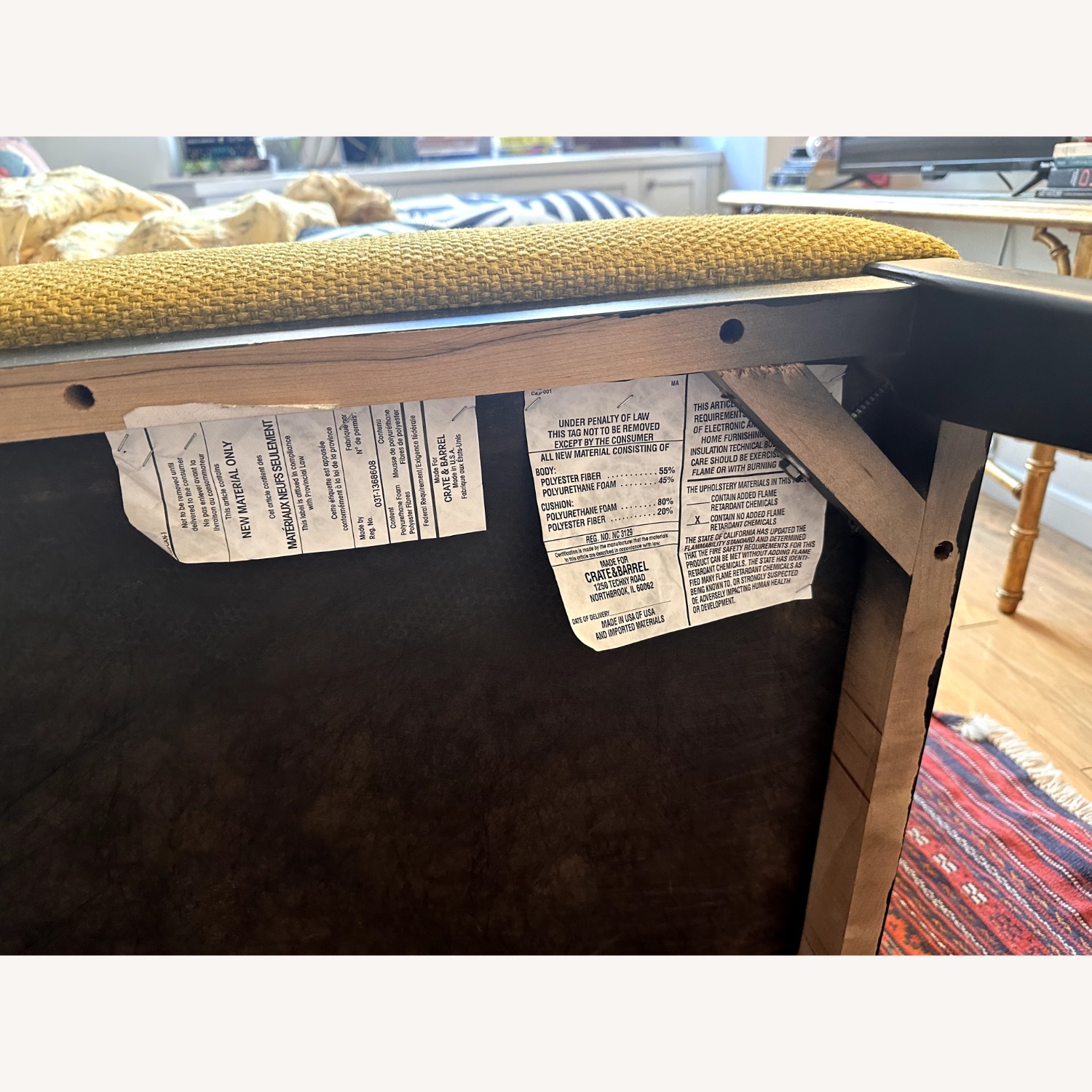 Crate & Barrel Yellow Grayson Upholstered Accent Chair - image-3