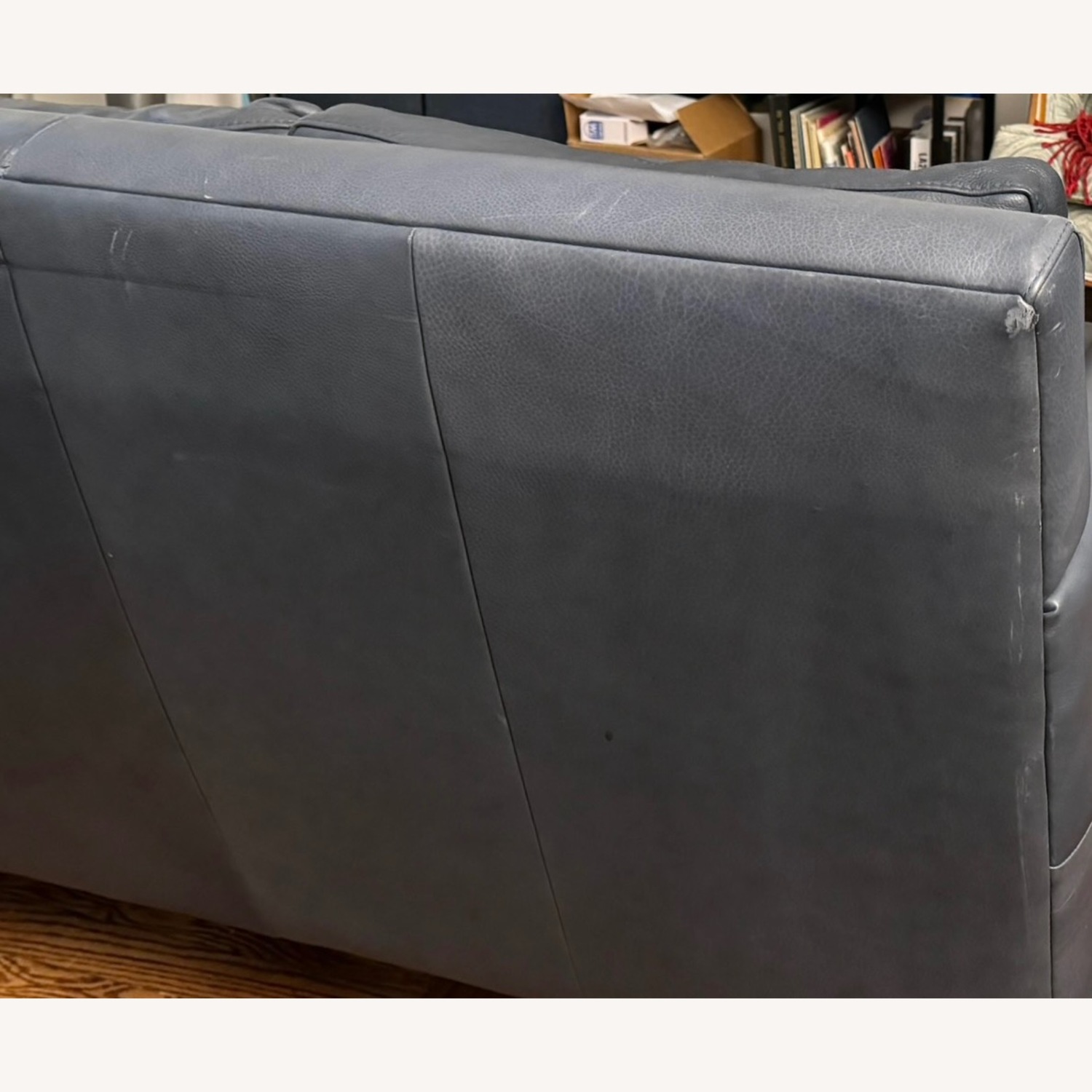 Blue Leather Mid Century Modern Sofa - image-3