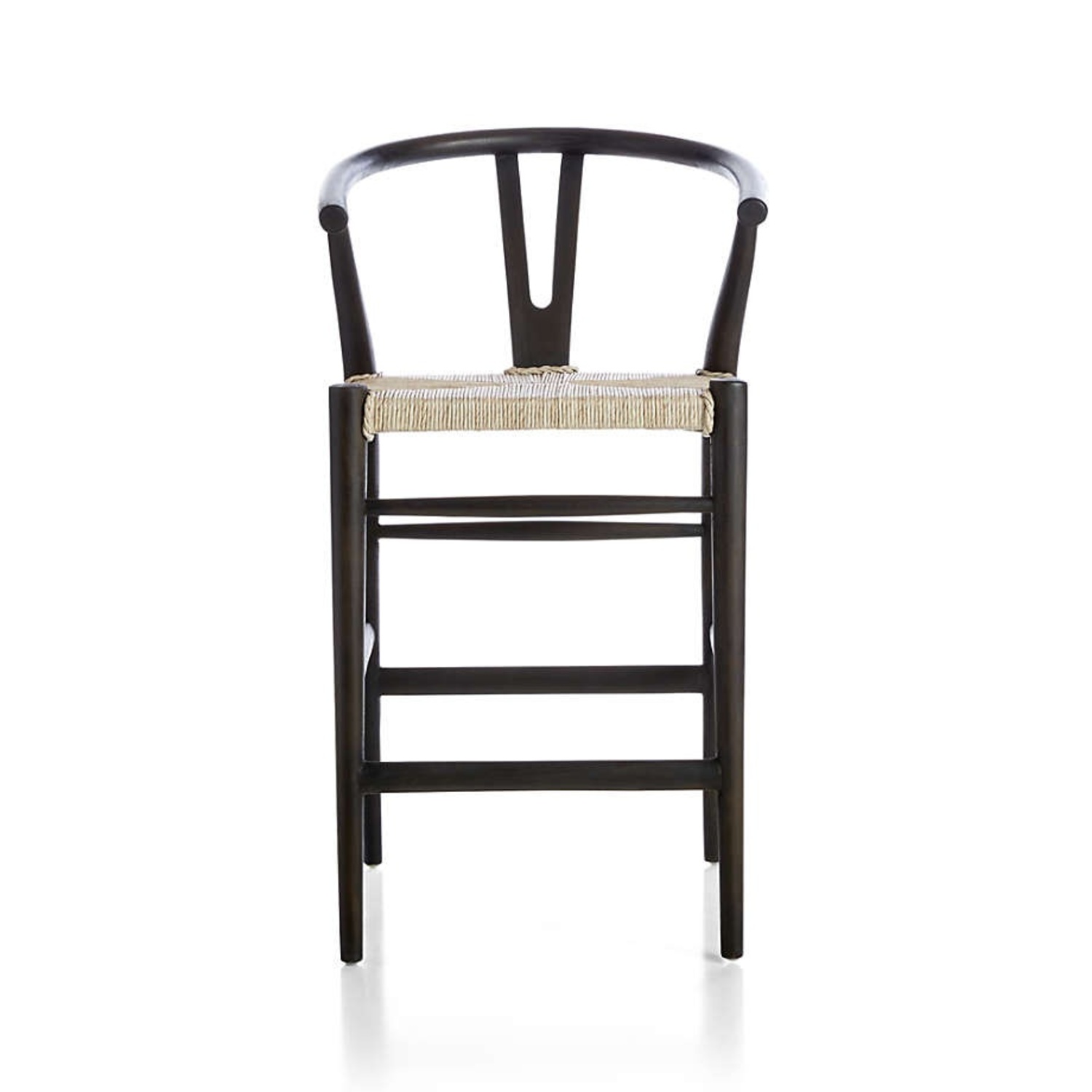 Crate & Barrel Set of Crescent Black Wood Wishbone Counter Stool - image-4