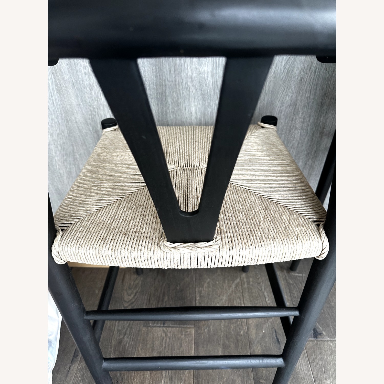 Crate & Barrel Set of Crescent Black Wood Wishbone Counter Stool - image-2