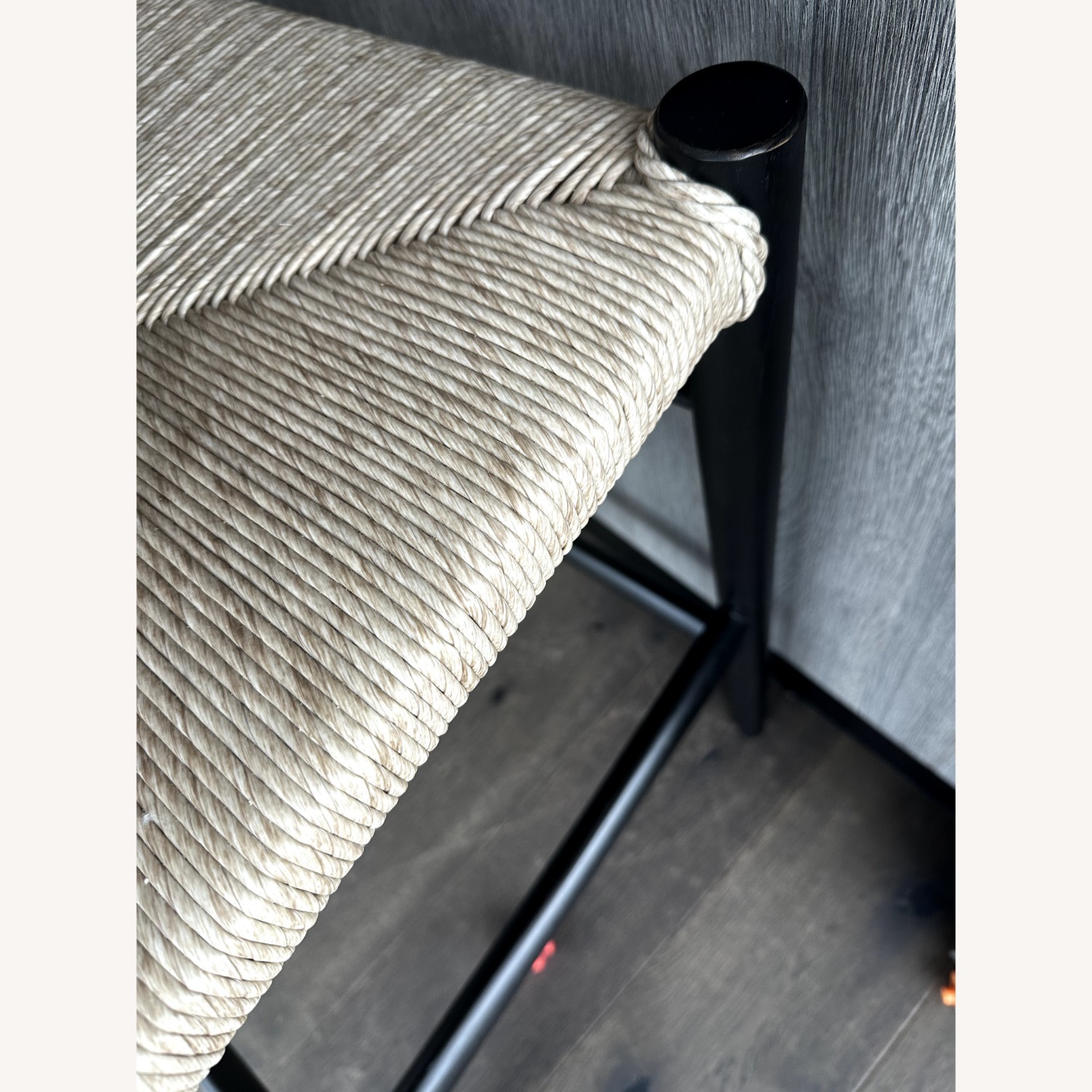 Crate & Barrel Set of Crescent Black Wood Wishbone Counter Stool - image-3