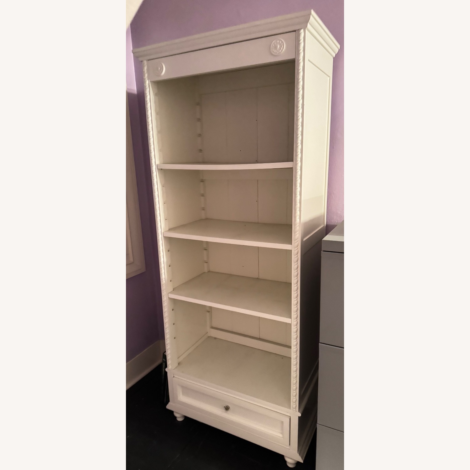 White Wood Shabby Chic Bookcase - image-4