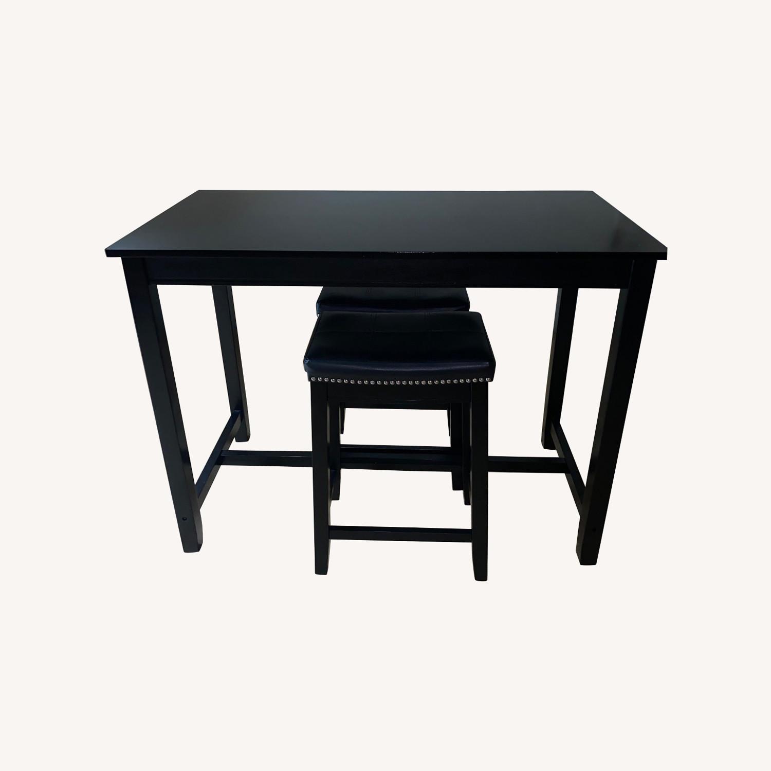 Tall Black Kitchen Table W 2 Stools - AptDeco